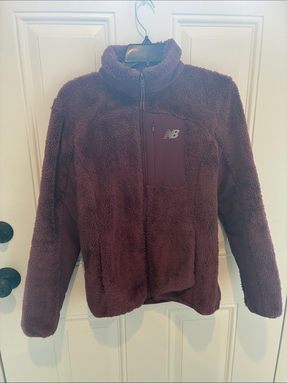 Women’s fuzzy jacket, New Balance, purple